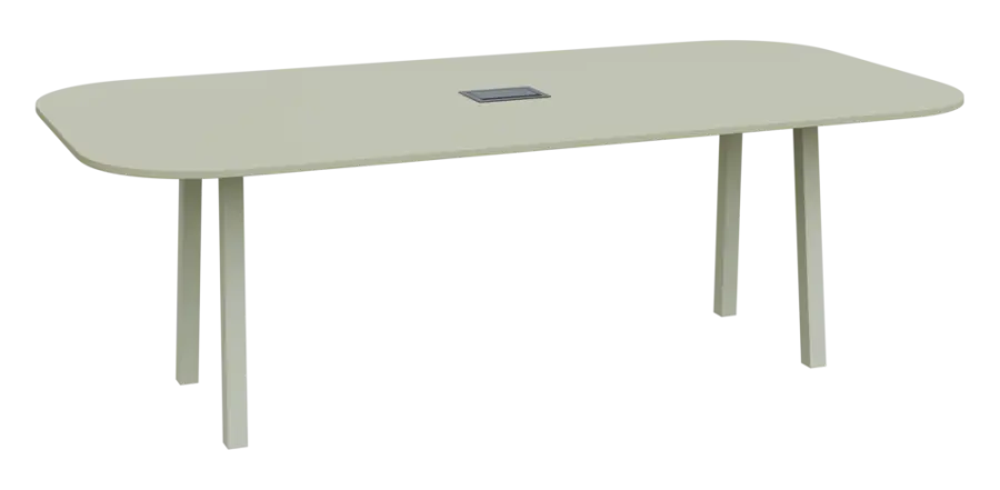 RGY 11 stůl jednací, masivní dřevěná podnož, zásuvkový systém EVOLINE, deska 18 mm, široký 2400 mm, vodní